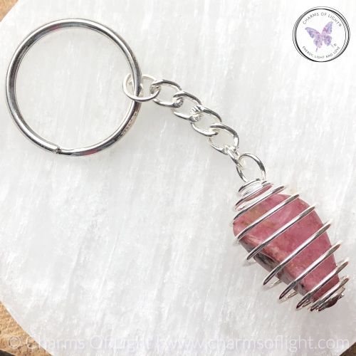 Rhodonite Tumble Stone Keychain